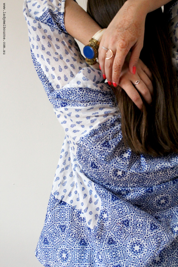 Blue peasant blouse