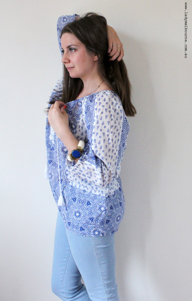 Blue peasant blouse