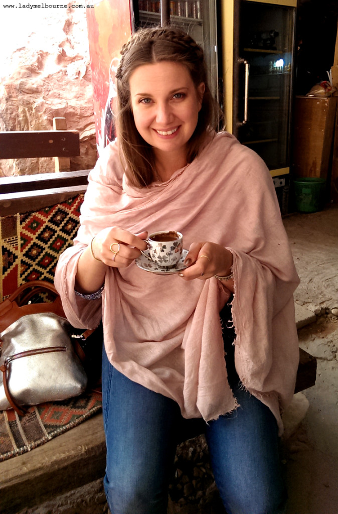 Having coffee in Petra, Jordan