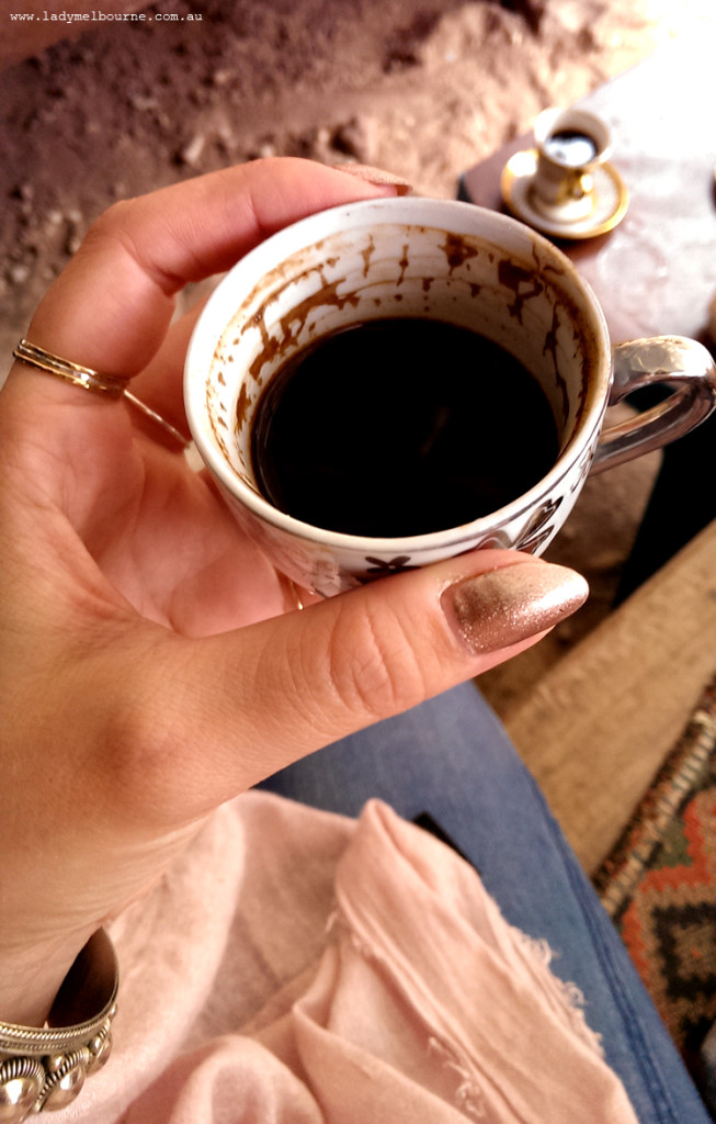 Having coffee in Petra, Jordan