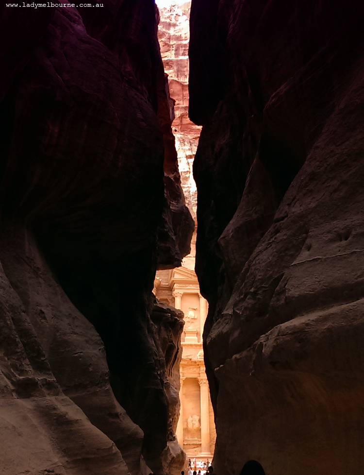 First glimpse of the Treasury, Petra, Jordan