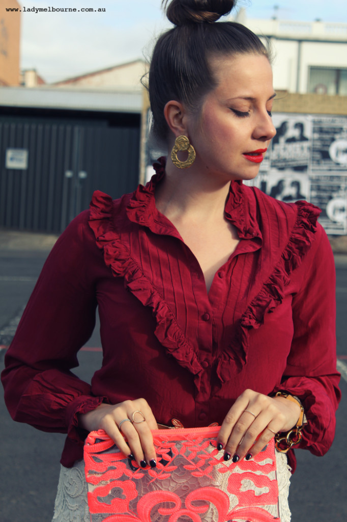 Cherry red vintage blouse
