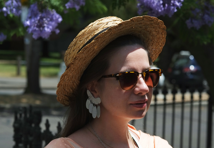 Boater hat and ethnic earrings | www.ladymelbourne.com.au