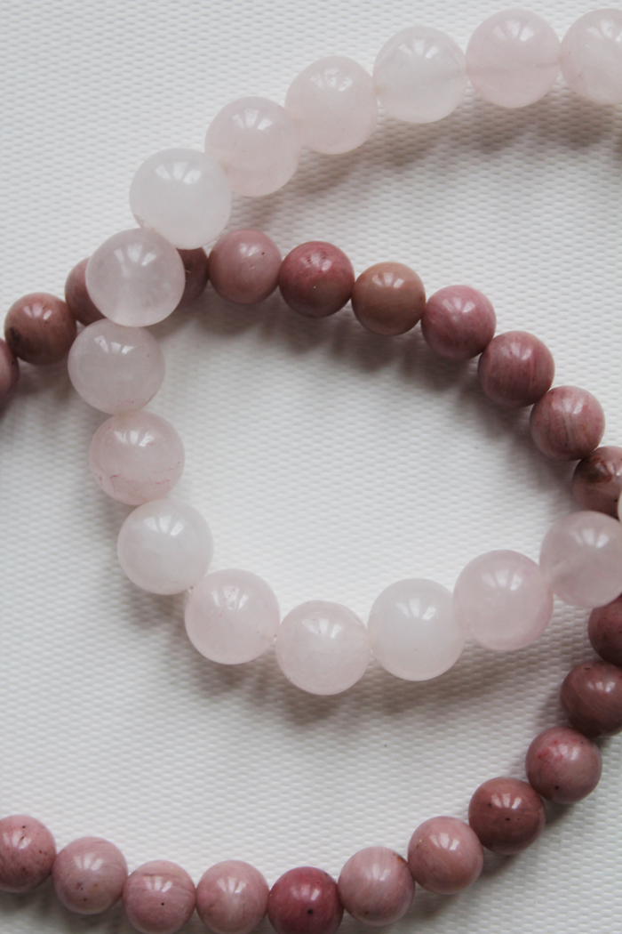 Rose quartz and rhodonite bracelets | www.ladymelbourne.com.au
