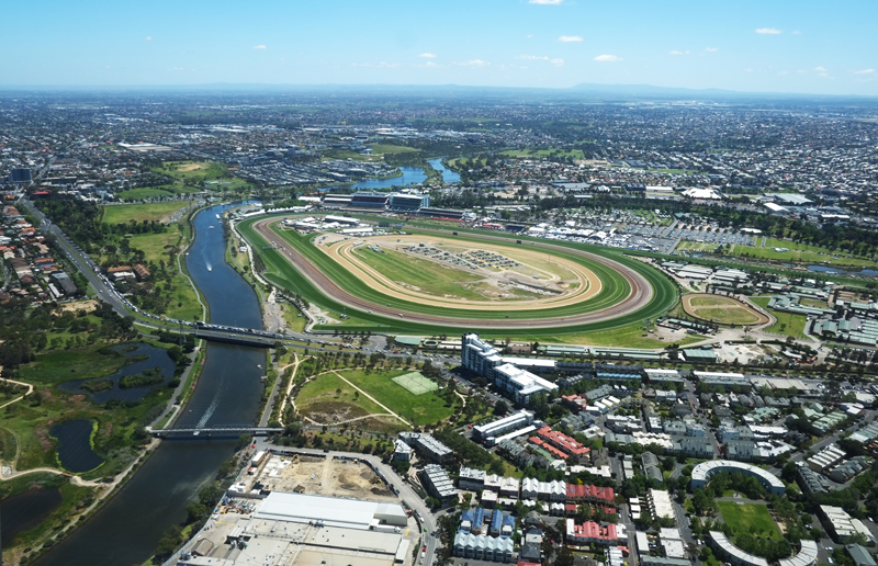 An aerial view of Flemington Racecourse