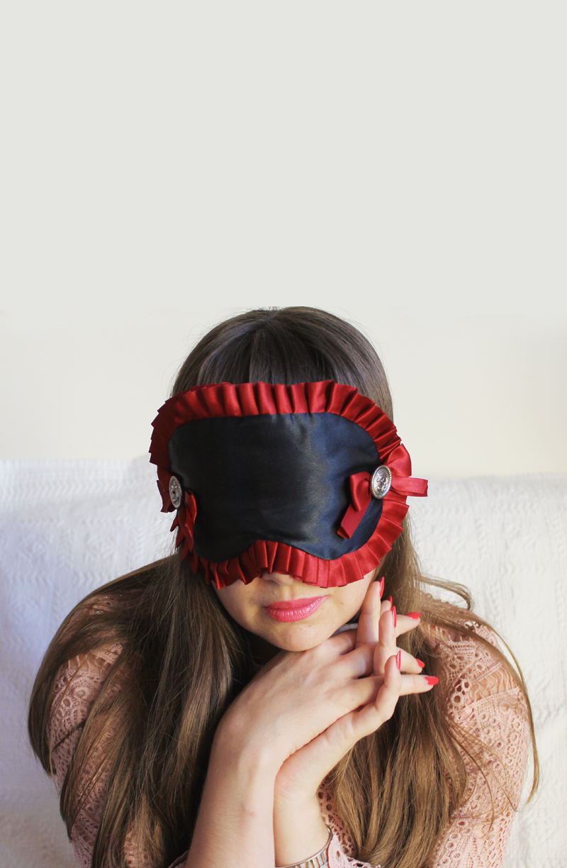 Lady Melbourne wearing a Love Me Sugar Eye Mask