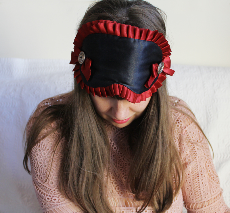 Lady Melbourne wearing a Love Me Sugar Eye Mask