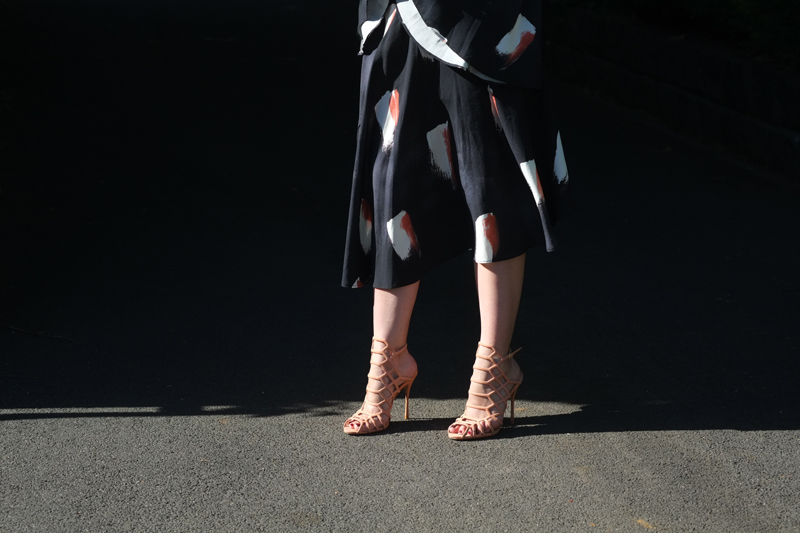 Mesop dress with Schutz Juliana heels and Trussardi LOVY bag