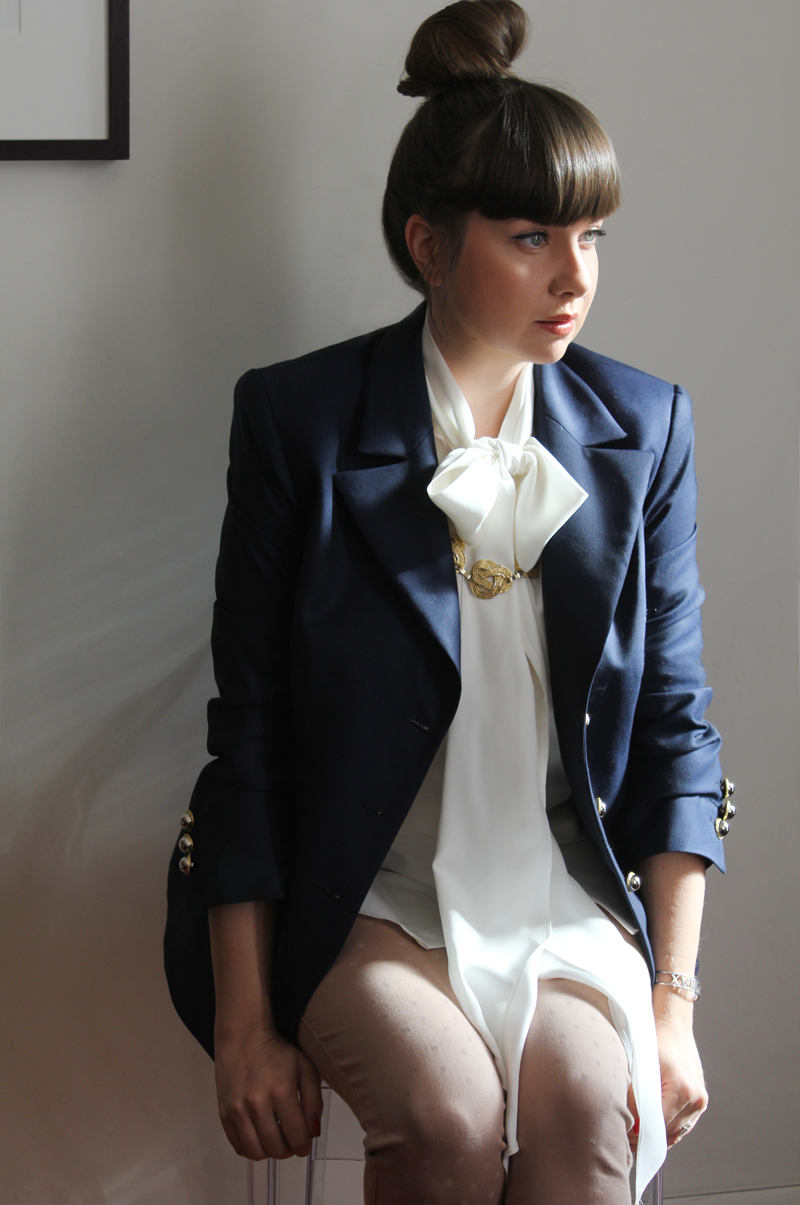 Navy bespoke blazer by Julie Goodwin Couture