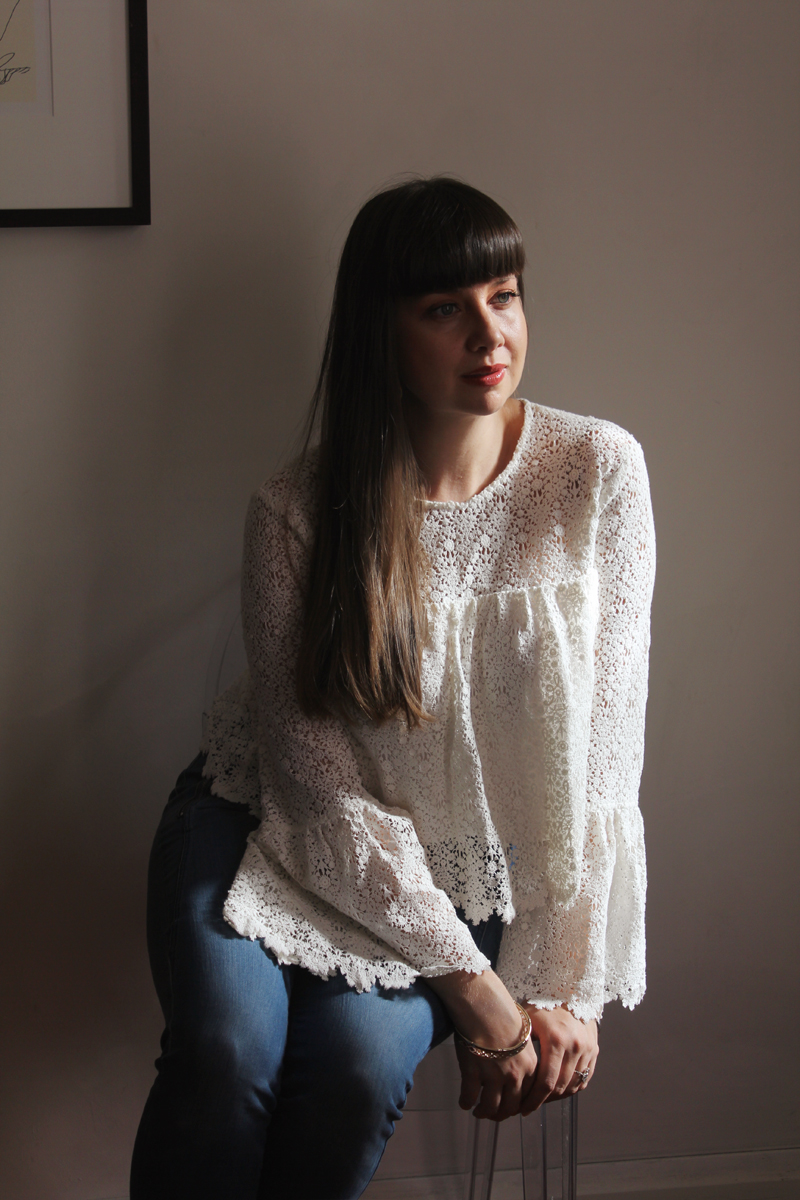 The Majorelle 'Creek' top in white lace