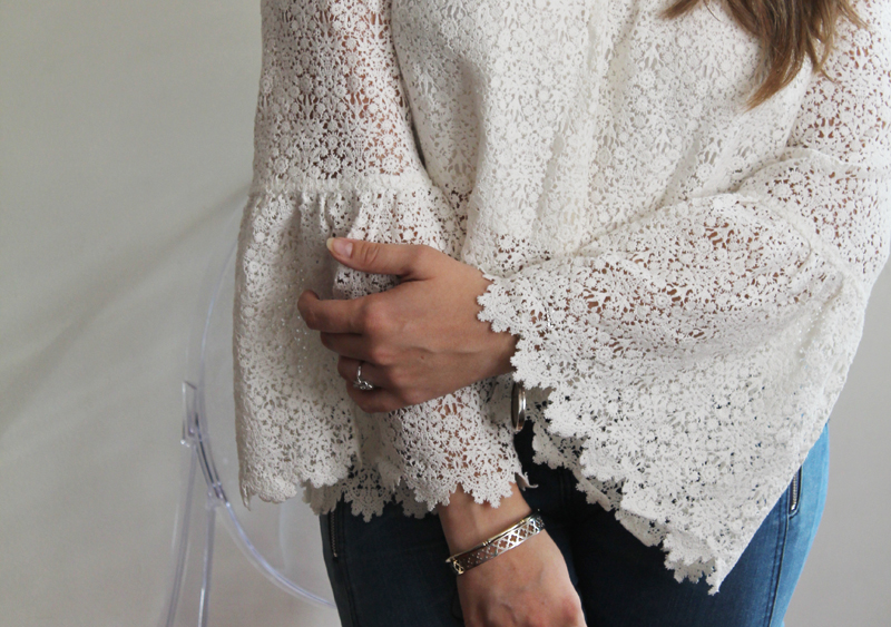 The Majorelle 'Creek' top in white lace