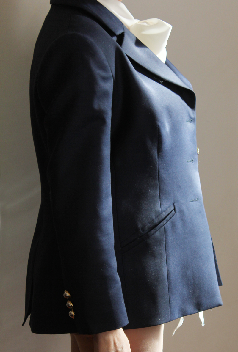 Navy bespoke blazer by Julie Goodwin Couture