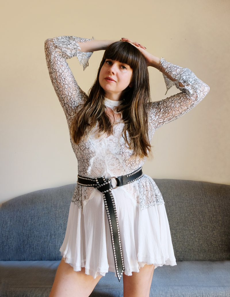 Free People Lace dress with B-Low The Belt moto belt