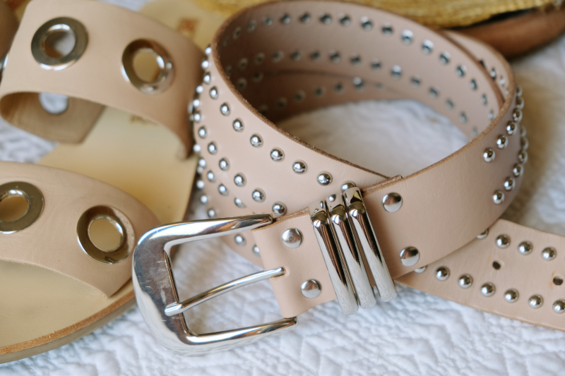 Studded belt from B-Low The Belt with Solsana leather sandals