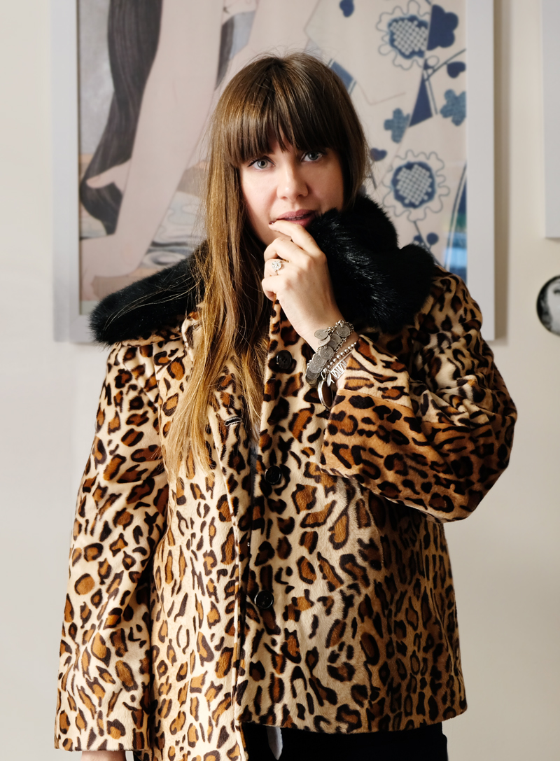 Leopard Jacket with faux fur collar