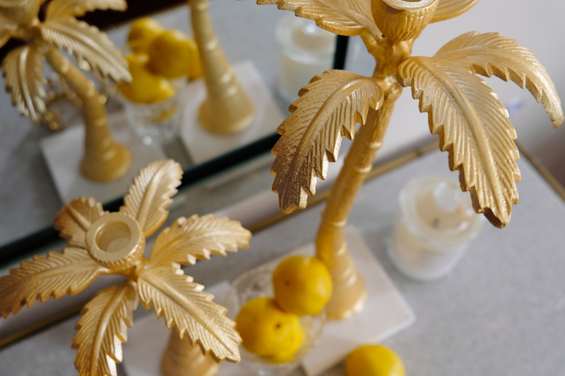 Gold Palm Tree Candle Holder