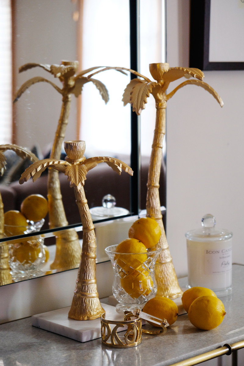 Gold Palm Tree Candle Holder