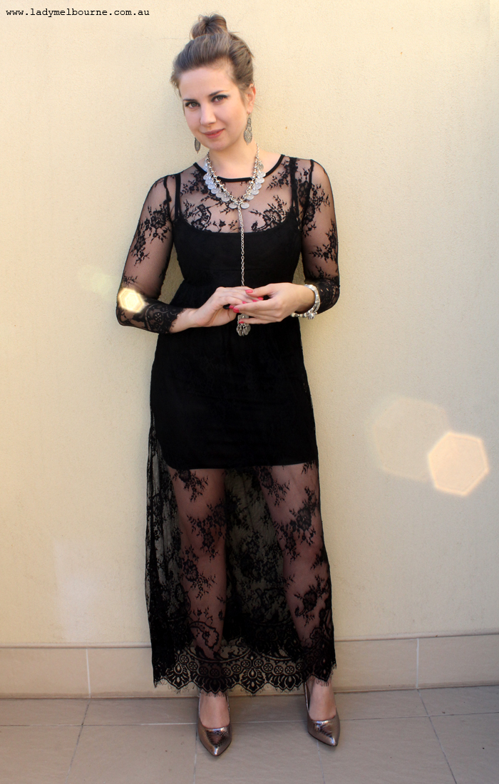 Black lace maxi dress