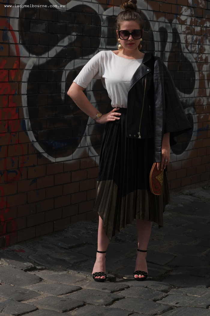 Lady Melbourne wearing a River Island skirt and jacket