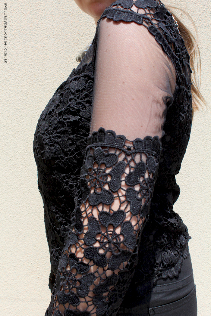 Chic Wish black, lace, sheer blouse