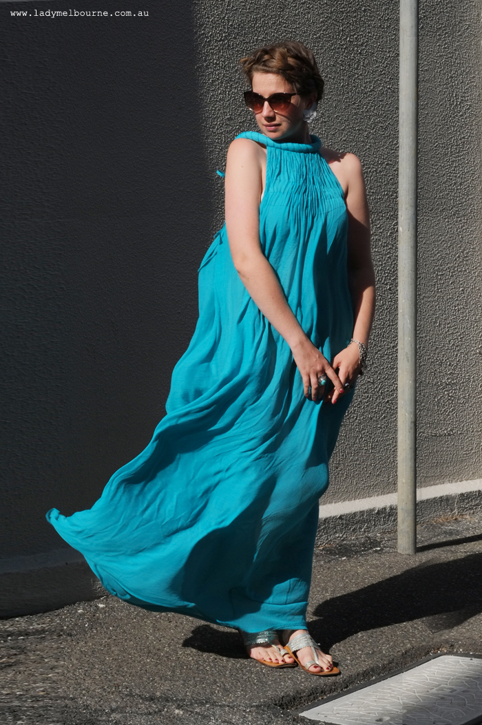 The 'Oceana' dress in turquoise from St Frock as seen on Lady Melbourne